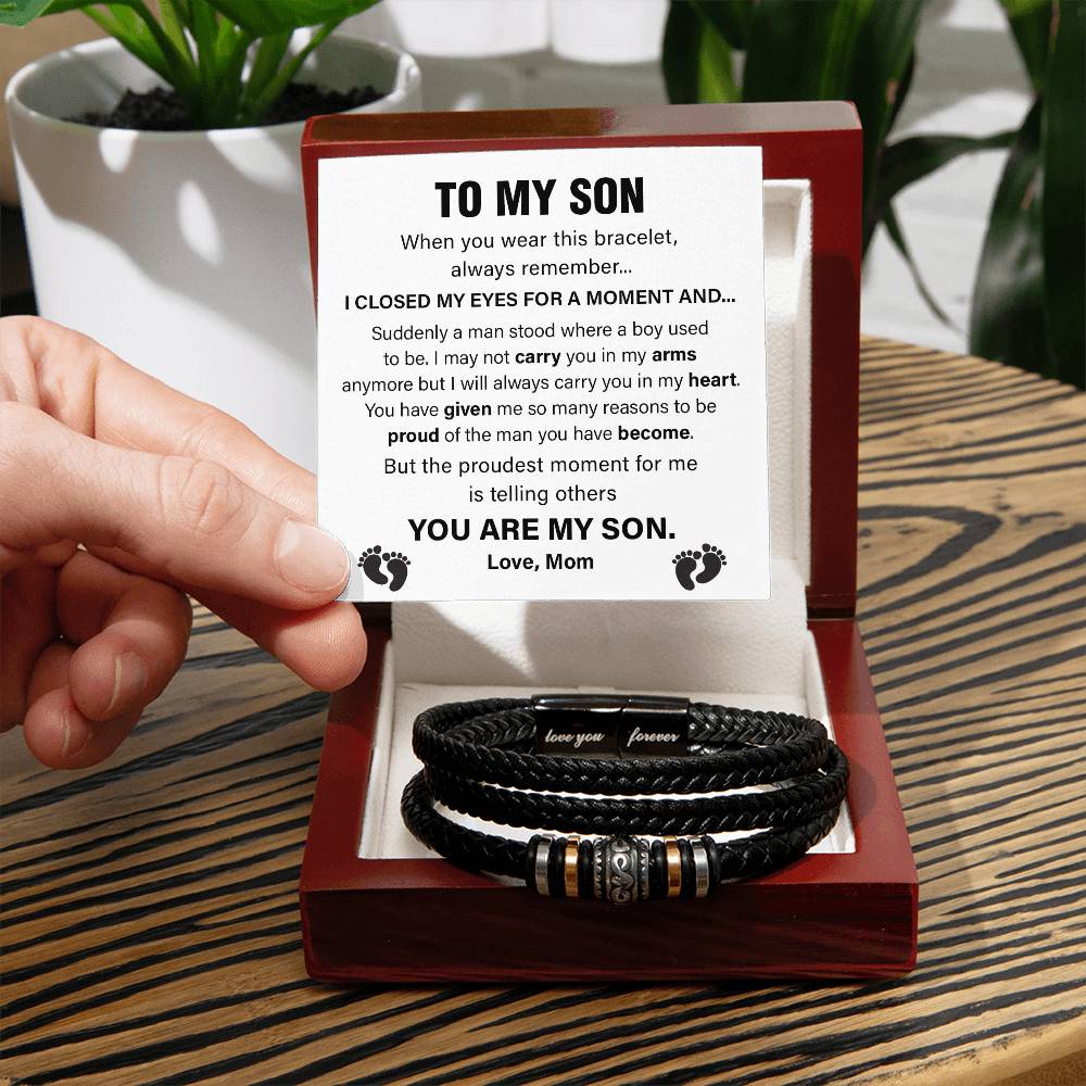 Mom to Son Bracelet Gift with Message Card