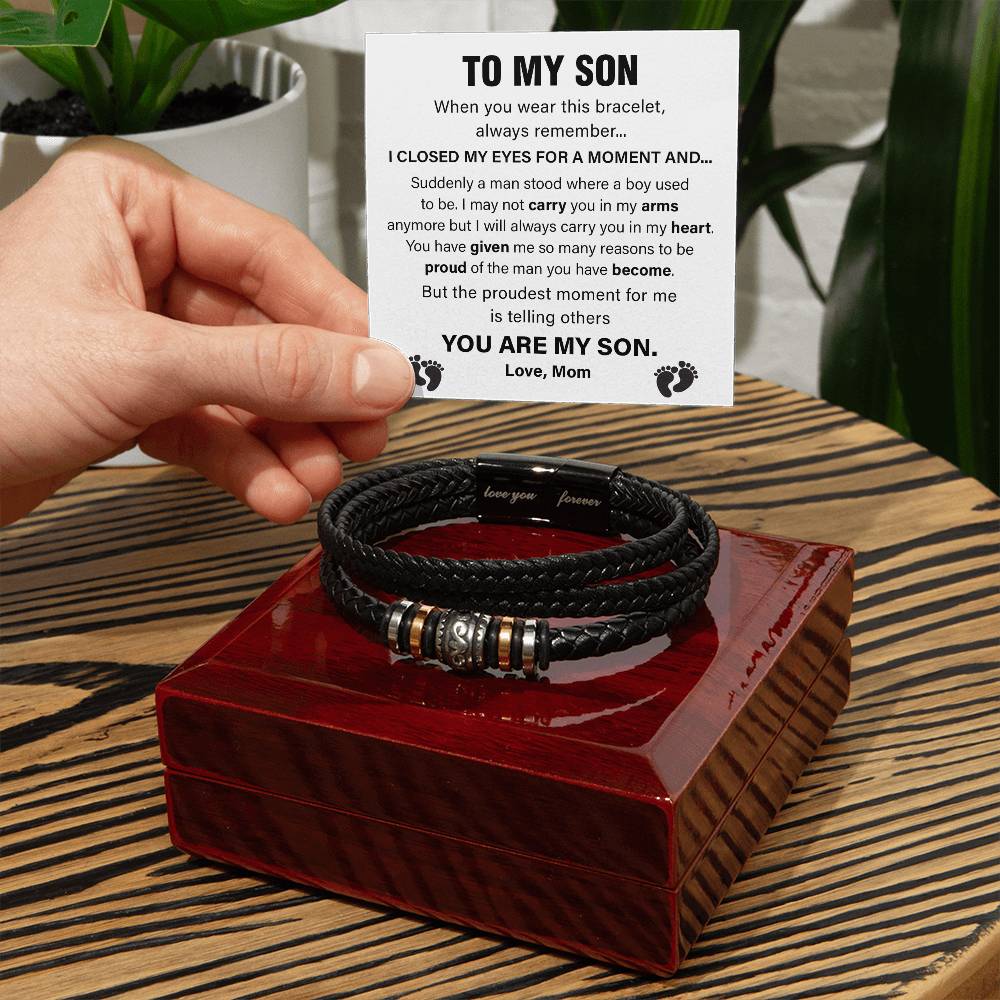 Mom to Son Bracelet Gift with Message Card