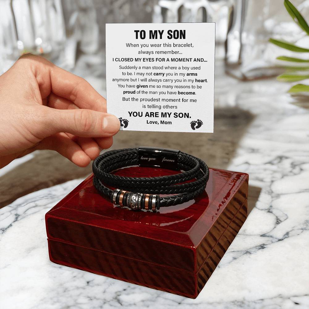 Mom to Son Bracelet Gift with Message Card