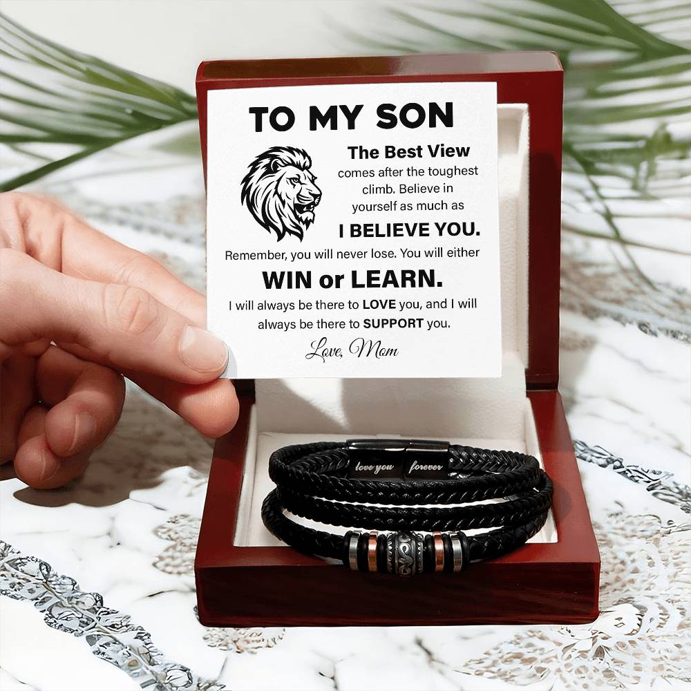 To My Son Lion Bracelet Message Card Gift