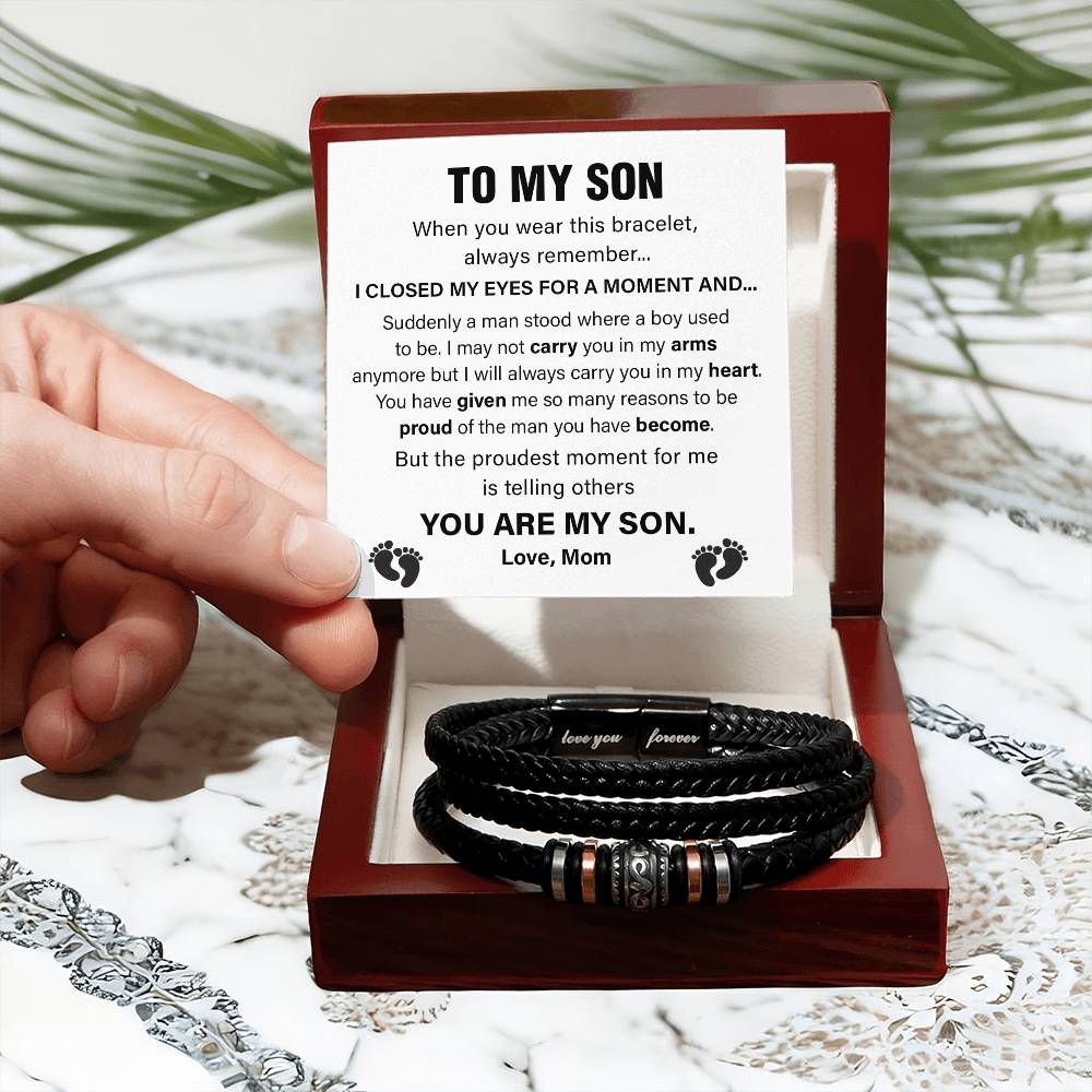 Mom to Son Bracelet Gift with Message Card