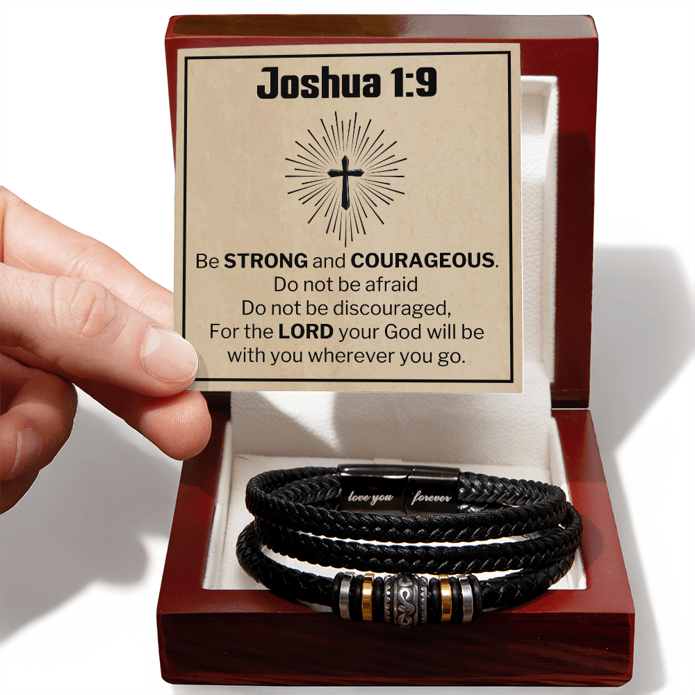 "Joshua 1:9 Cross Necklace - Be Strong and Courageous with Faith and Hope"