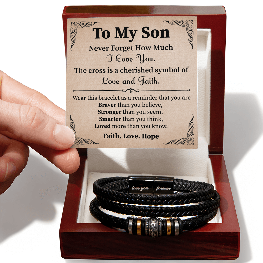 "To My Son Necklace - Cherished Cross Symbol of Love, Faith, and Strength"