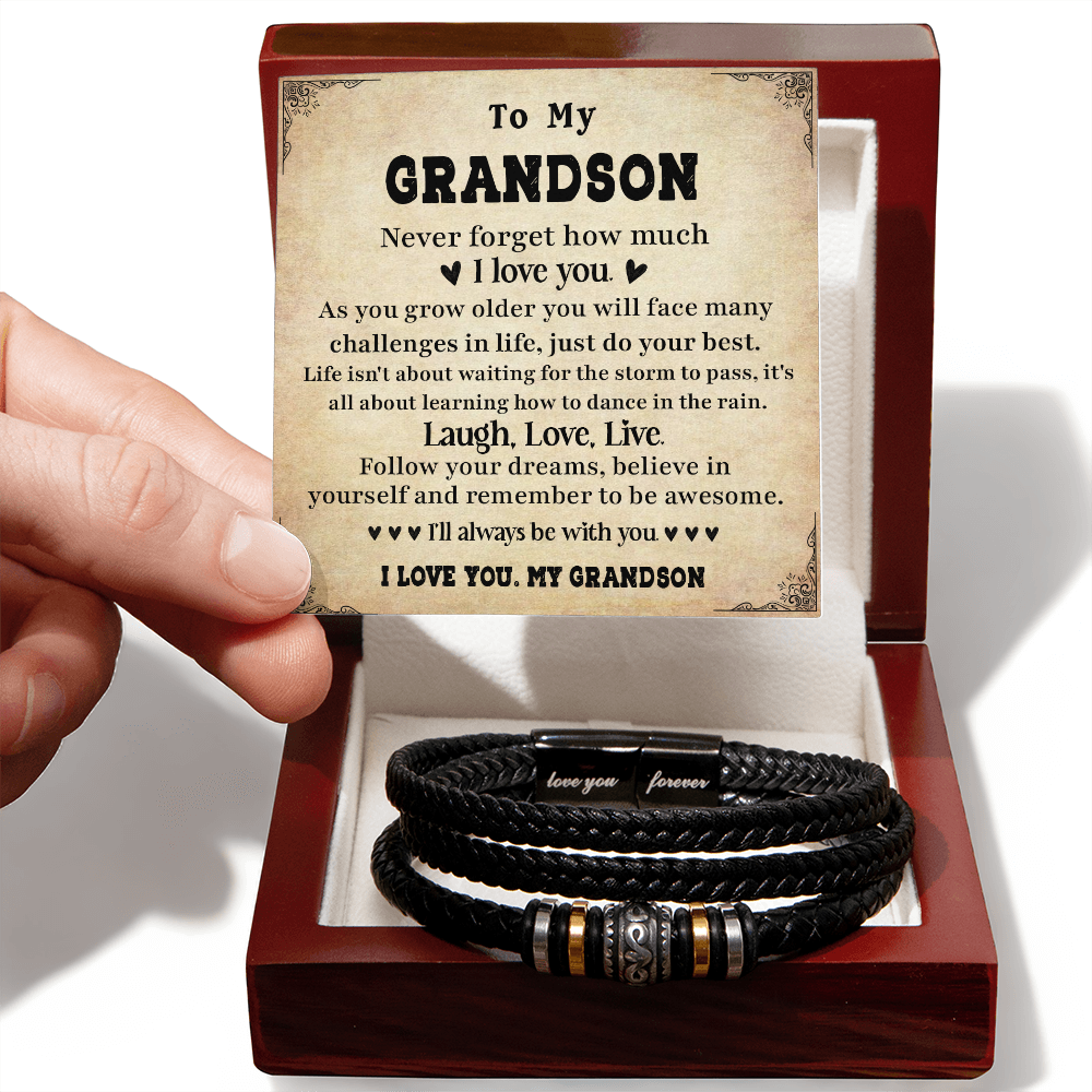 Grandson Bracelet Gift From Grandparents With Inspirational Message Card