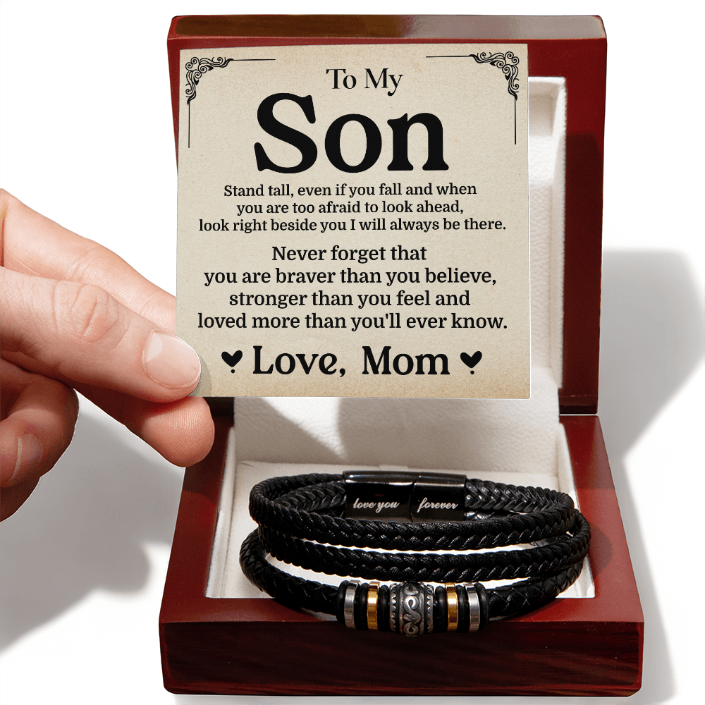 "To My Son Necklace - Strength, Love, and Unwavering Support from Mom"