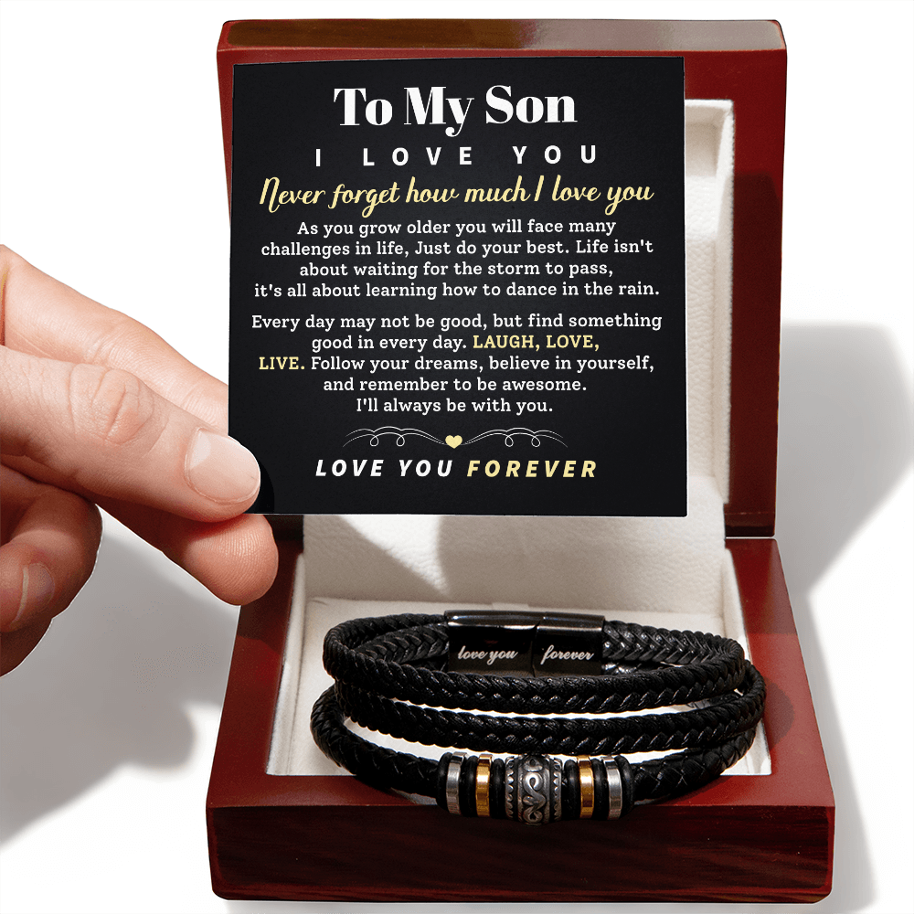 "To My Son - Never Forget How Much I Love You - Motivational & Inspirational Bracelet"
