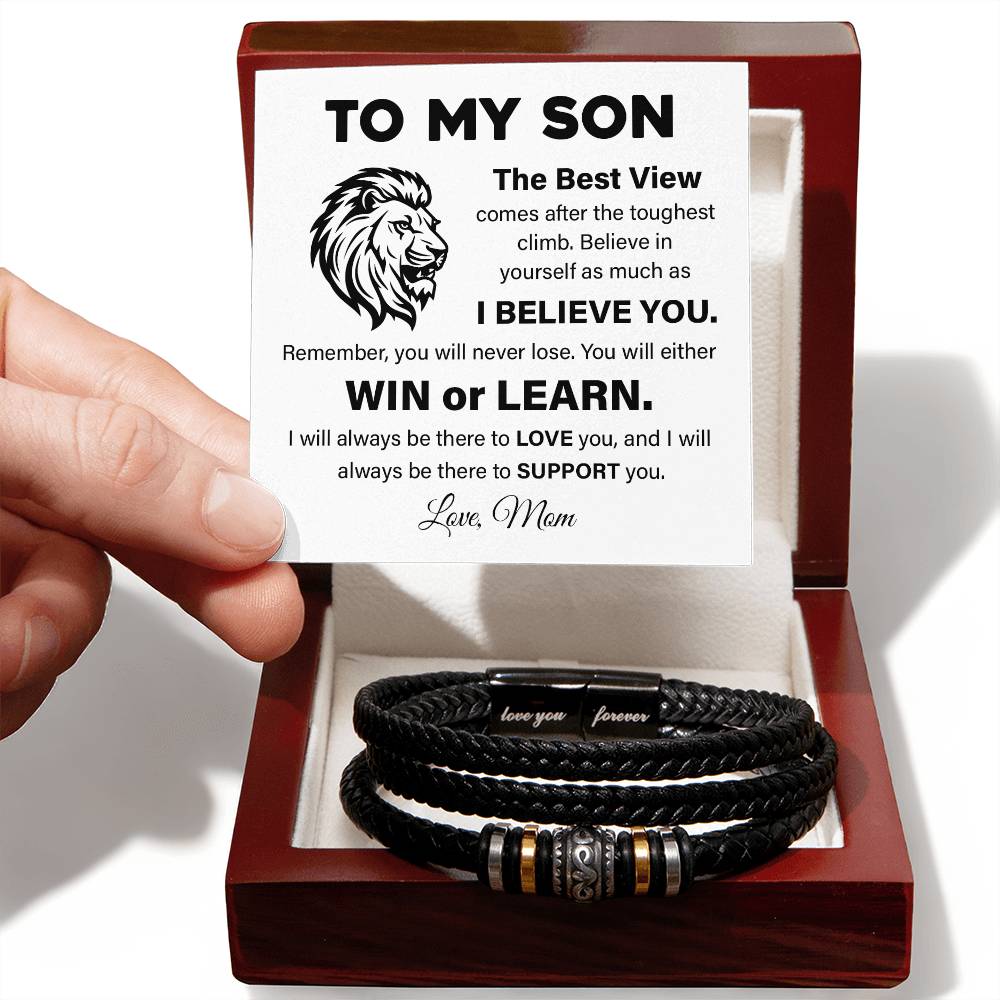To My Son Lion Bracelet Message Card Gift