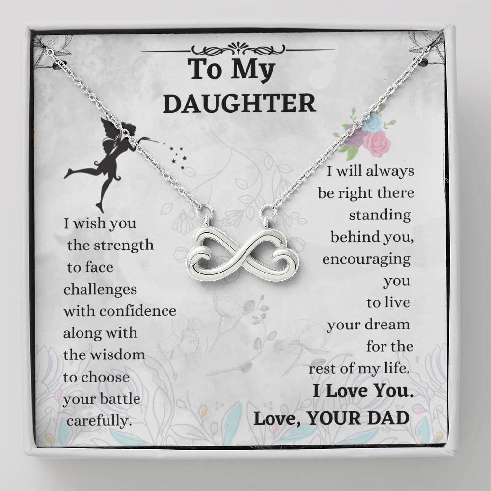 Daughter Infinity Necklace Gift from Dad with Heartfelt Message Card