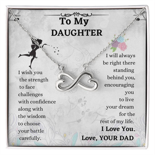 Daughter Infinity Necklace Gift from Dad with Heartfelt Message Card