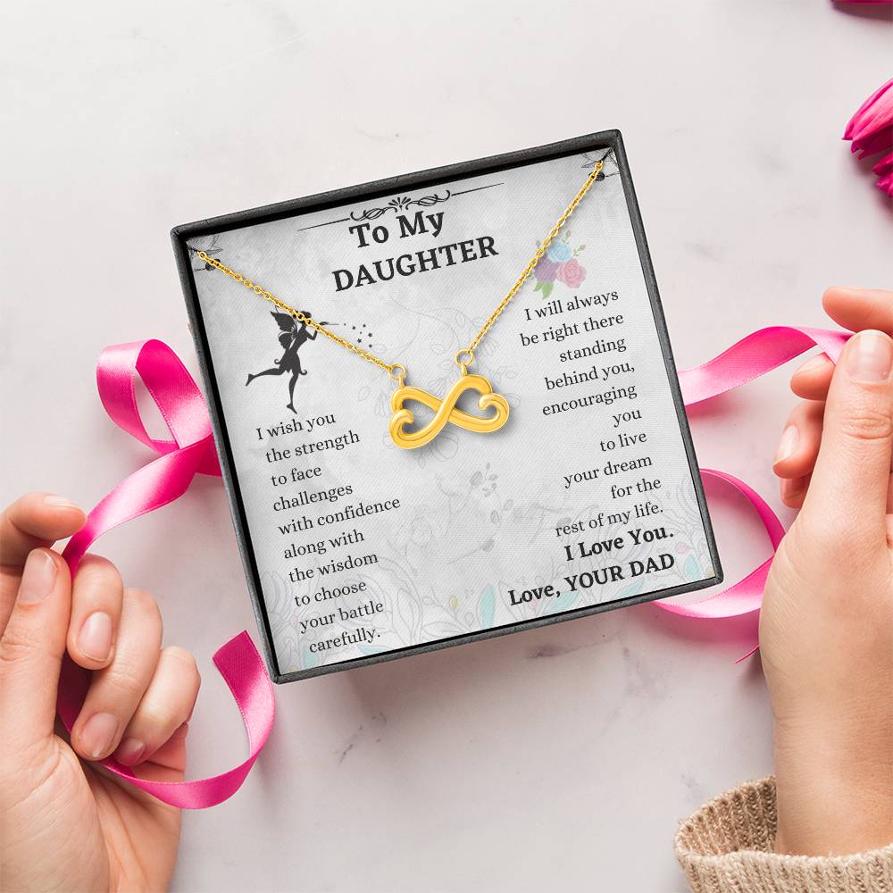 Daughter Infinity Necklace Gift from Dad with Heartfelt Message Card