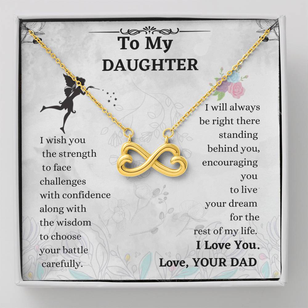 Daughter Infinity Necklace Gift from Dad with Heartfelt Message Card