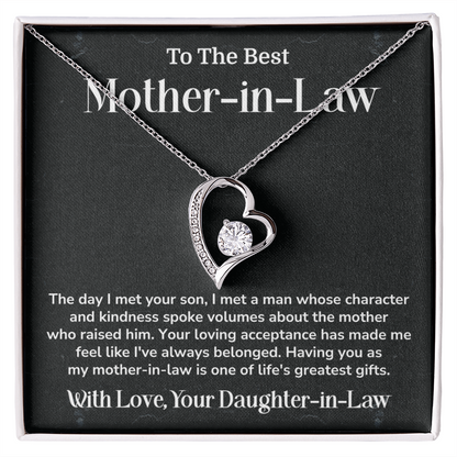 Gift for Mother-in-Law from Bride Heart Necklace