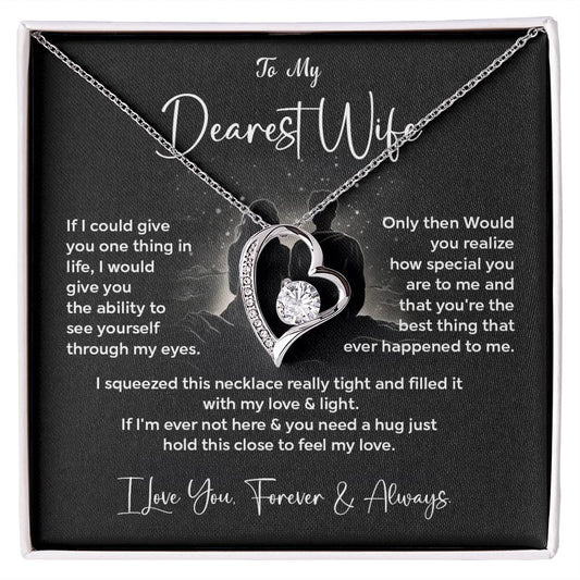 Dearest Wife Necklace Gift with Message Card Box