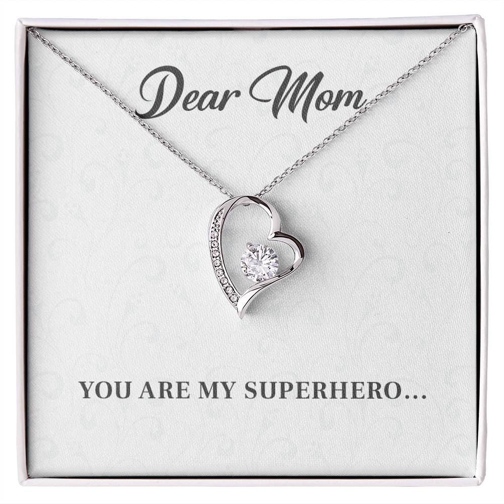 Dear Mom, Inspirational Gift Necklace For Mother Heart Pendant Necklace Best Friend Necklace For Loving Necklace With Message Of Love And Admiration Best Christmas Necklace Gift Best Family Necklace Gift Superhero Mom Necklace Gift