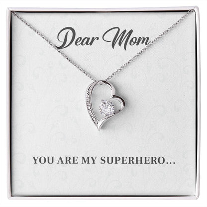 Dear Mom, Inspirational Gift Necklace For Mother Heart Pendant Necklace Best Friend Necklace For Loving Necklace With Message Of Love And Admiration Best Christmas Necklace Gift Best Family Necklace Gift Superhero Mom Necklace Gift