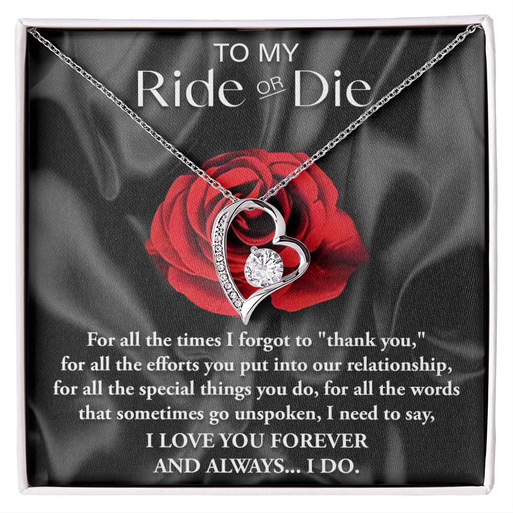 To My Rider Or Die Necklace Gift For Biker's Anniversary Gift For His Wife, Fiancee, Girlfriend, Future Wife For All The Times I Forgot To Thank You Necklace With Meaningful Message Card & Gift Box