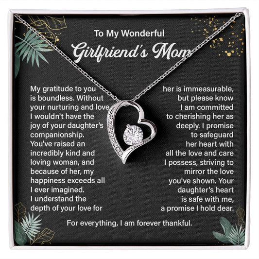 To My Wonderful Girlfriend's Mom, Forever In My Heart Necklace Heartwarming Bond Necklace Thank You Gift Necklace Beautiful Journey Necklace Family Bond Necklace Emotional Connection Necklace