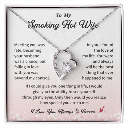 Smoking Hot Wife Necklace from Husband – Sexy Romantic Jewelry Gift with Message Card