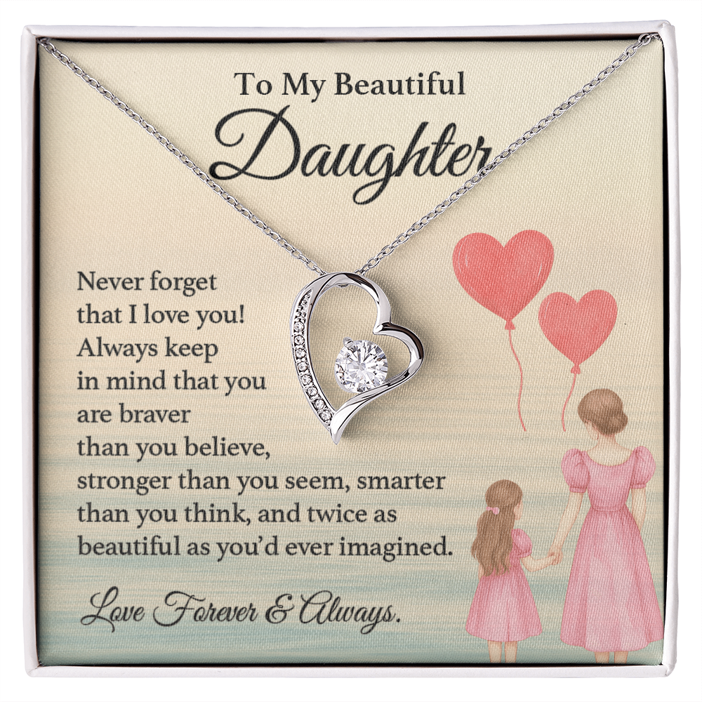 Daughter Necklace Gift Braver Than You Believe Card
