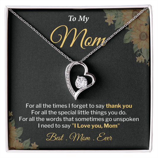 Mom Necklace Gift With Thank You Message Card
