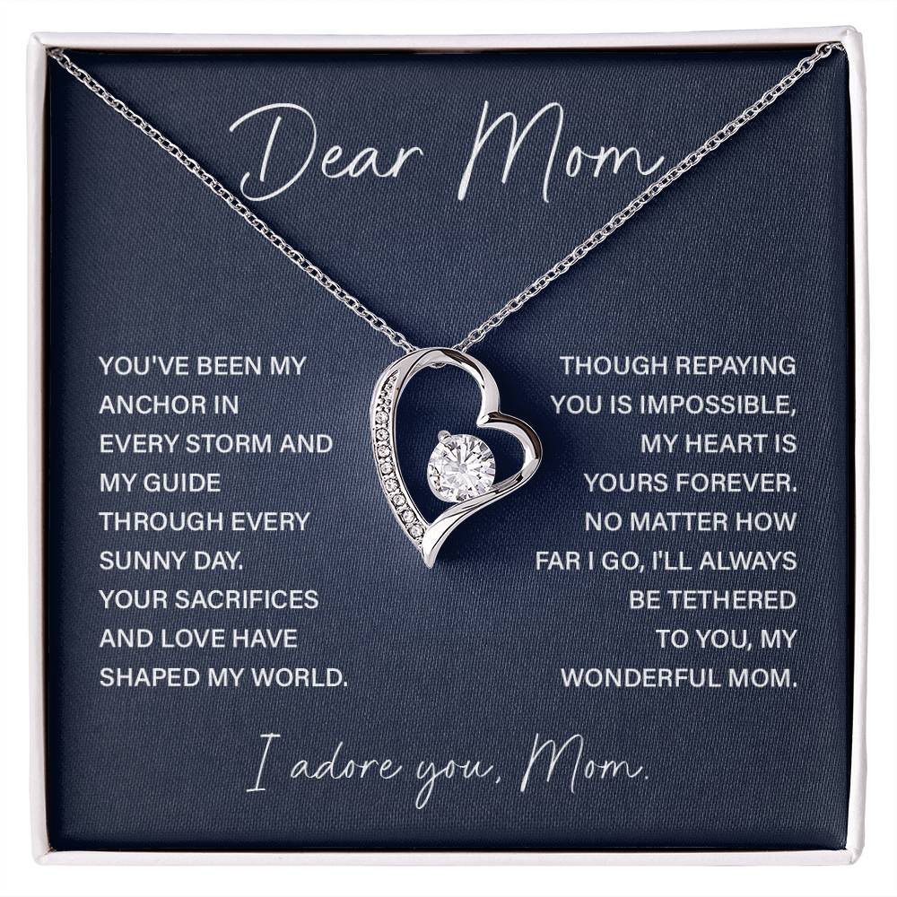 Dear Mom Mom Anchor Necklace Mother’s Love Gift Wedding Necklace Birthday Gift Necklace Guide Necklace Appreciation Pendant Anniversary Mom Gift Christmas Pendant Mom-child Bond Necklace Grandma Love Gift Valentine Necklace Gift