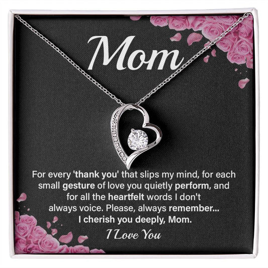 Heartfelt Mom Necklace Gift with Message Card