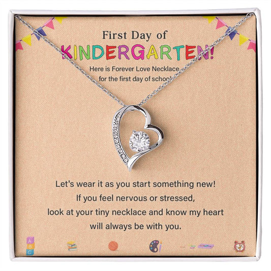 First Day Of Kindergarten Necklace Gift First Day Of Kindergarten Gift Forever Love Necklace Back To School Jewelry Special Gift For First Day Of School Emotional Connection Necklace Unique Gift For Kindergarteners Motivational Jewelry For Kids