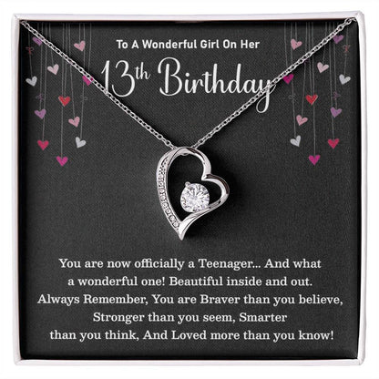 13th Birthday Necklace for Teen Girl – Heart Pendant & Loving Card