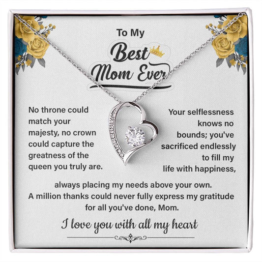 Best Mom Ever Necklace Gift From Daughter Message Card