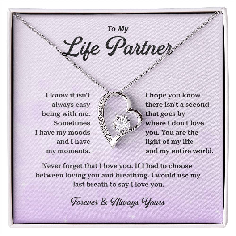 Life Partner Necklace Gift with Message Card Box