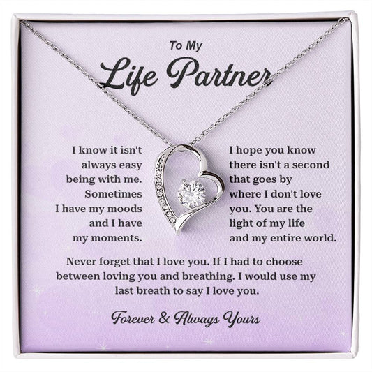 Life Partner Necklace Gift with Message Card Box