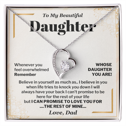 Daughter Necklace Gift from Dad Support Message Card