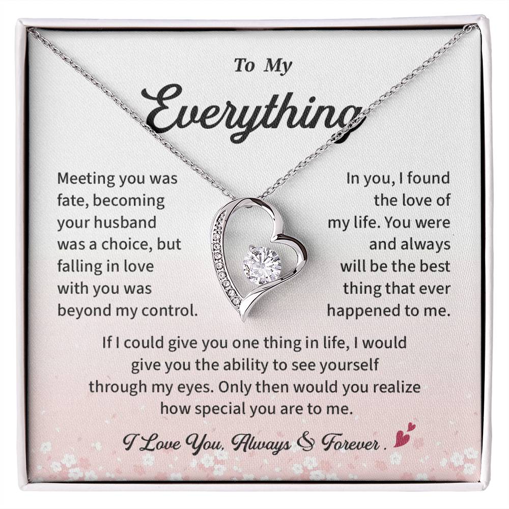 Romantic Necklace Gift for Wife from Husband – To My Everything Message Card