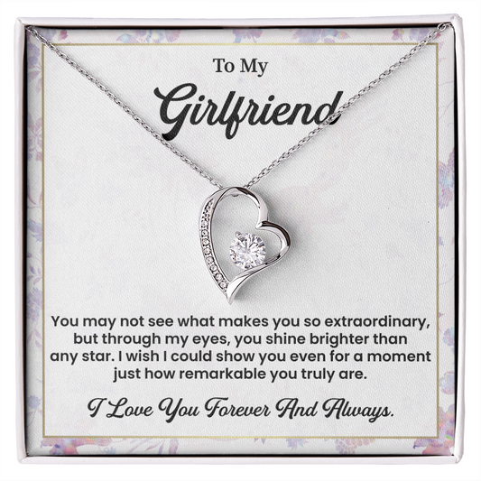 To My Girlfriend Necklace – Romantic Jewelry Gift for Her with Heartfelt Note