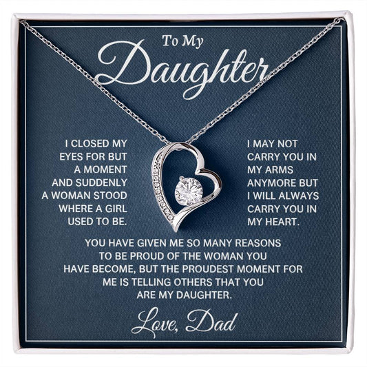 Emotional Dad to Daughter Gift – Heart Necklace with Loving Note