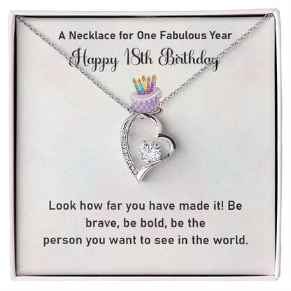 18th Birthday Necklace Gift for Her – Bold & Brave Message Box
