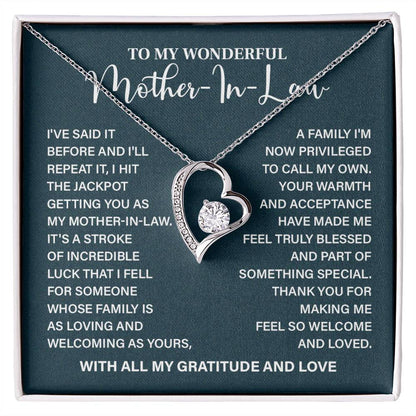 Heart Necklace Gift for Mother-In-Law from Daughter-in-Law