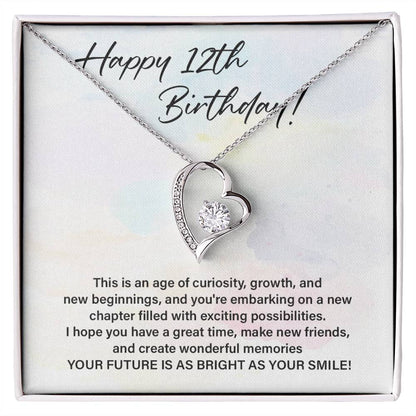 12th Birthday Necklace Gift for Girl – Bright Future Message Card