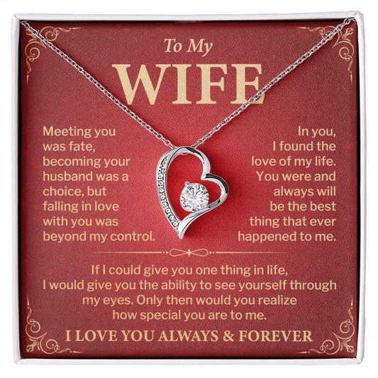 Wife Necklace Gift from Husband – Heart Pendant with Romantic Love Message Card