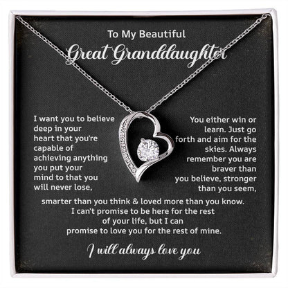 Great Granddaughter Necklace Gift – Encouragement & Love Message Card