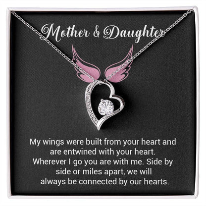 Mother & Daughter Necklace – Wings of Love Message Gift Box