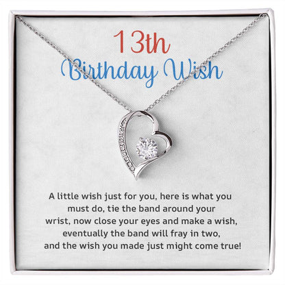 13th Birthday Necklace Gift for Girls with Sweet Wish Card