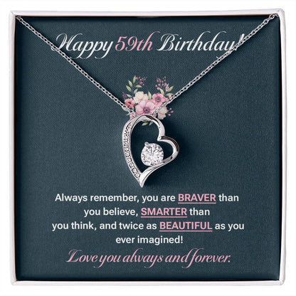 Happy 59th Birthday Necklace Inspirational Gift For Bravery Jewelry For 59th Birthday Celebration Necklace With Message Of Beauty Special Gift For 59-year-old Sentimental Necklace For 59th Birthday Special 59th Birthday Necklace