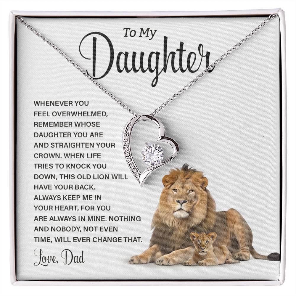 To My Daughter Lion Necklace from Dad – Strength & Love Message Card