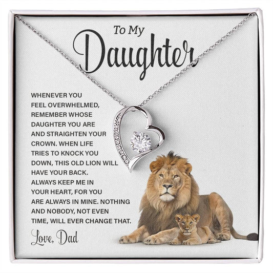 To My Daughter Lion Necklace from Dad – Strength & Love Message Card