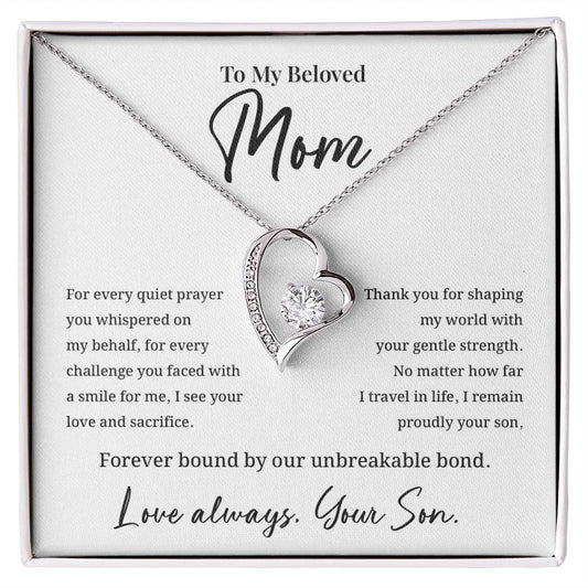 Elegant Necklace for Mom from Son with Heartfelt Message Card