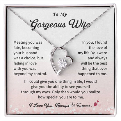 Gorgeous Wife Necklace Gift from Husband Pendant Jewelry with Sentimental Message Card