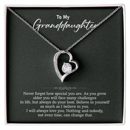 Granddaughter Heart Necklace Gift with Loving Message