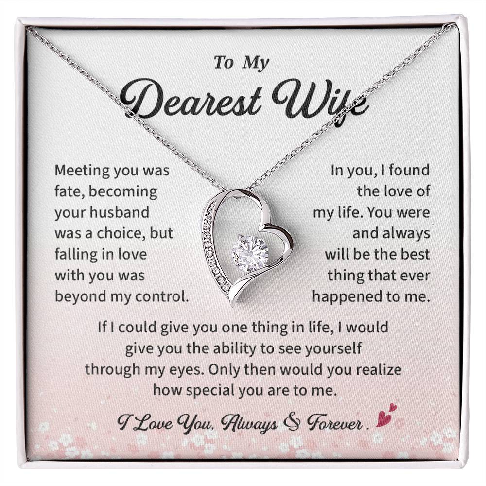 Dearest Wife Necklace Gift from Husband Pendant with Message Card for Her
