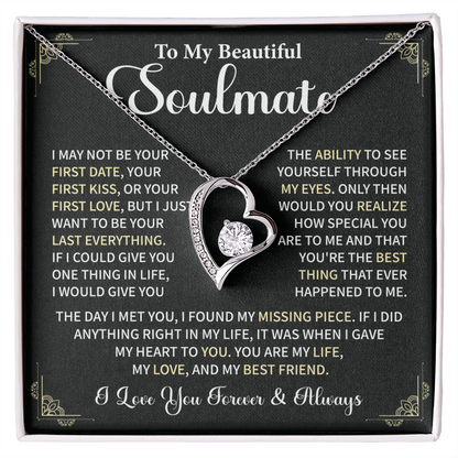 Soulmate Necklace Gift With Romantic Message Card